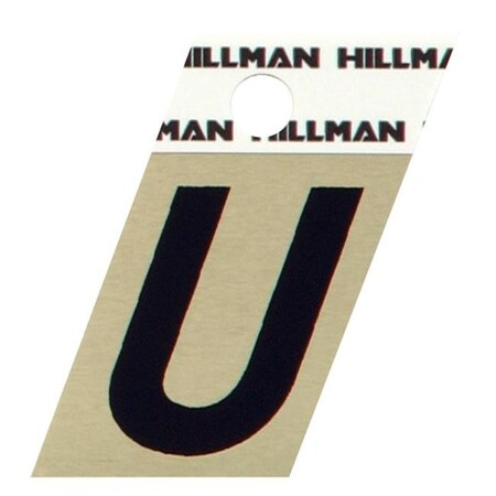 Hillman Hillman Group 840534 1.5 in. Black & Gold Glossy Aluminum Angle-Cut Adhesive Letter - U -  6 Piece 840534